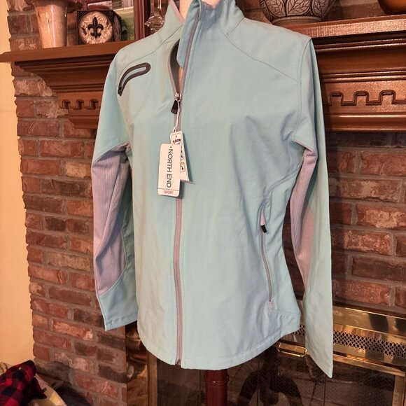 North End Sport Jacket Ladies Malibu Blue Size Large NWT Random Logo On Back - Picture 2 of 4